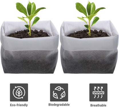 GREANER 200 PCS Nursery Bags for Plants, 11"x11.8" Biodegradable Plant Starter Bags, Aeration Grow Bags Seedling Pots Container for Plant, Seedling, Flower, Potato, Tomato Plant Starts