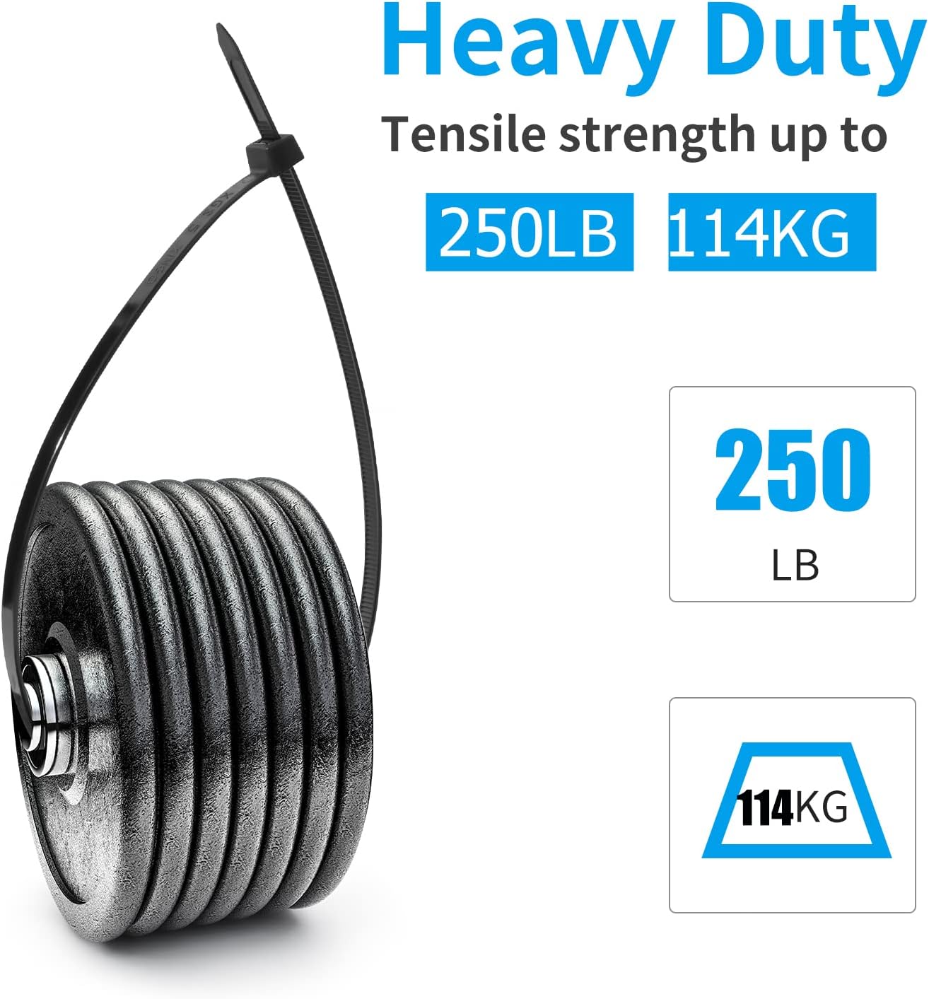 XINGO 12 inch White Zip Ties Heavy Duty 80 PCS, 250 LBS Ultra Strong Plastic Wire Ties, Large Cable Ties Extra Long Tie Wraps, Indoor and Outdoor UV Resistant