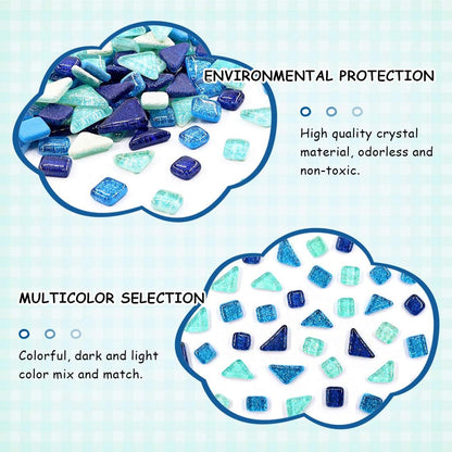 Swpeet 1Ib Glass Mosaic Tiles Pieces Stained Glass for Crafts, Mixed Colors and Patterns (Mosaic Tiles E)