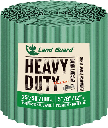 Land Guard Corrugated Metal Garden Edging, 12"×25Ft Steel Landscape Edging, Corrugated Metal Yard Edging Borders, Steel Edging for Landscaping, Garden Fence, Lawn, Flower Bed (Olive-Green)