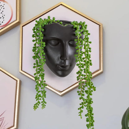 GDYOOSHOW 6.7" Tall Hanging Planter Wall Flower Pot for Garden Balcony Indoor or Outdoor (Black Resin)