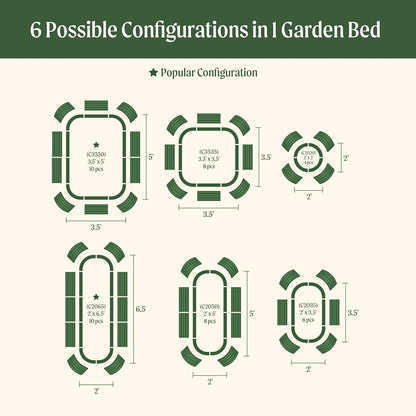 Vego garden 32" Extra Tall Raised Garden Bed Kits, 6 in 1 Modular Raised Planter Box for Vegetables Flowers Fruits Oval Metal Raised Garden-British Green