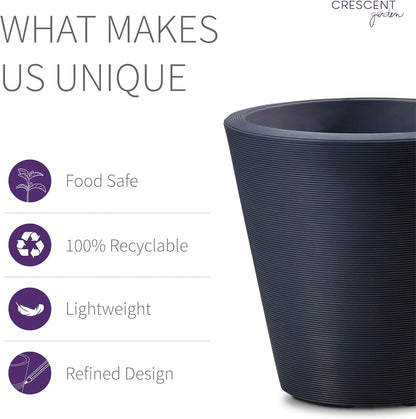Crescent Garden Madison Planter– Weather-Resistant, Double Walled Indoor/Outdoor Plant Pot with Drain Hole – Durable All-Season Flower Container, 20" W (Midnight Blue)