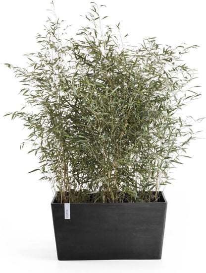 Ecopots Paris Durable Modern Rectangular Indoor/Outdoor Recycled-Based Composite Flower Planter, Dark Grey, 23.5"