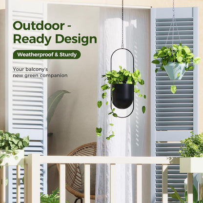 Bamworld Hanging Planters for Indoor Outdoor Plants Metal Hanging Pots for Plants 5.5 Inch Hanging Baskets Window Plant Hanger Ceiling Hanging Flower Pots with Chain for Wall Decor Garden(Black)