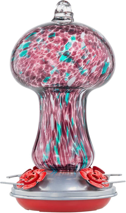 Muse Garden Gifts for Women Hummingbird Feeders for Outdoors Hanging Ant and Bee Proof, Blown Glass Hummingbird Feeder with Ant Moat, Christmas Gardening Gifts for Women Mom, 28OZ, Purple Polka Dots