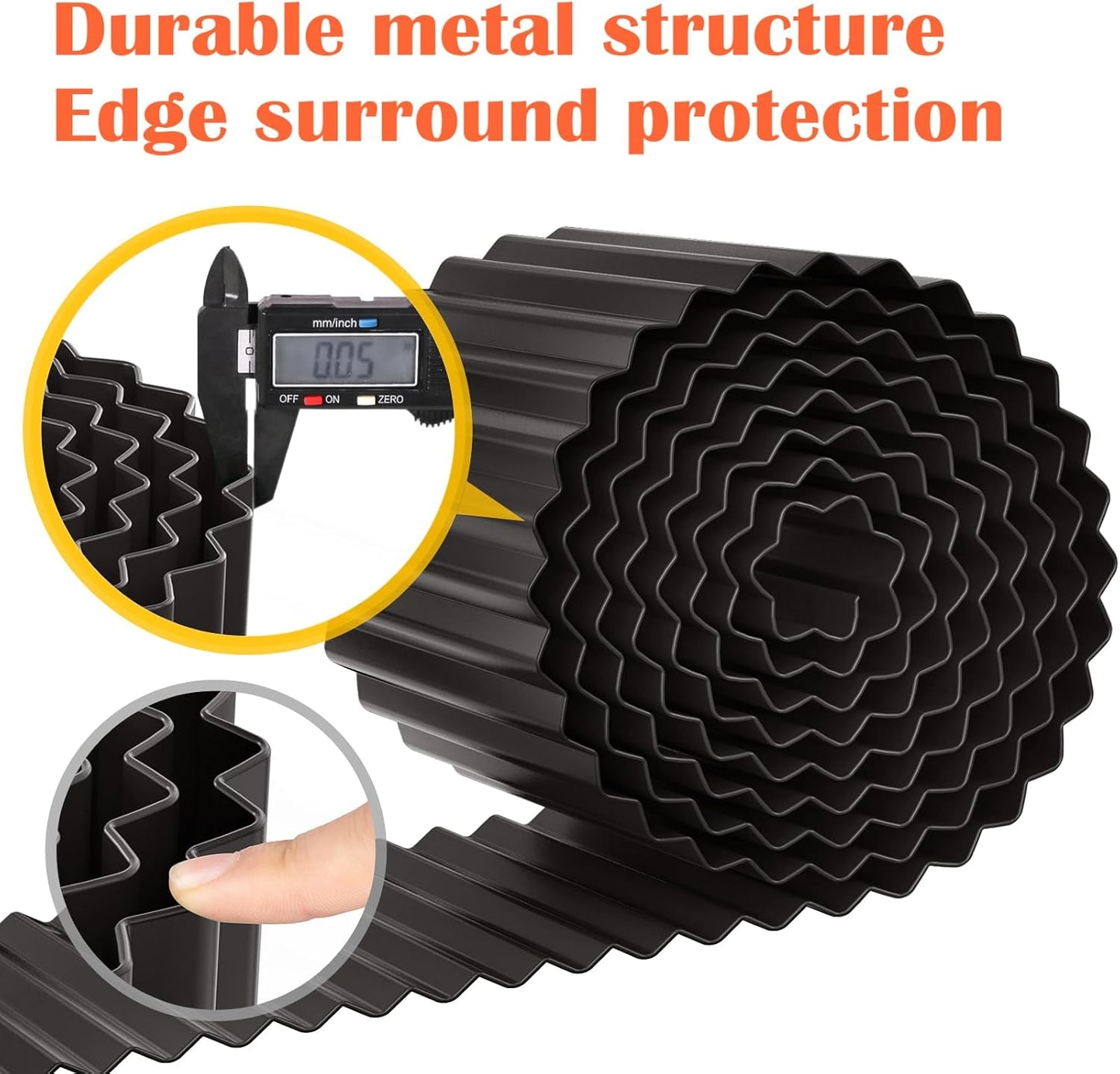 LAVEVE Corrugated Metal Garden Edging 10" x 20Ft, Landscape Edging Border for Lawn, Flower Bed, Garden Fence, Paver Edging (Black)