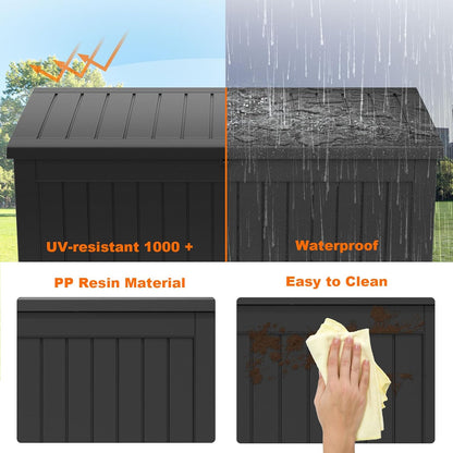 XXL 230 Gallon Large Resin Deck Box, Outdoor Lockable Storage Box for Patio Cushions Storage Furniture, Pool Supplies, Garden Tools, Weatherproof and UV Resistant- Black (230 Gallon)
