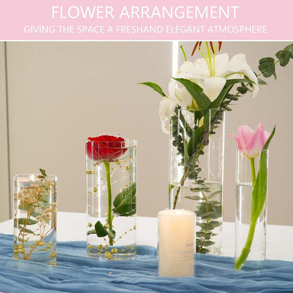5pcs Glass Vase Cylinder Vases for Centerpieces Small Flower Glass Clear Vases Home Decor Centerpiece Table Flower Vase Decorations for Wedding Decoration＆Holiday Mixed Sizes Tall