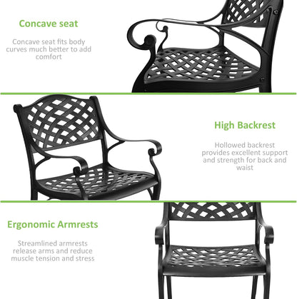 5 Piece Patio Dining Set, All-Weather Metal Outdoor Table and Chairs Set of 4, Cast Aluminum Patio Furniture Set for Patio, Garden, Backyard, Balcony