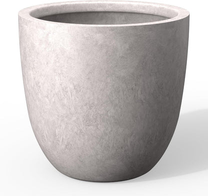 Kante 18 Inch Dia Round Concrete Planter, Indoor Outdoor Large Plant Pot with Drainage Hole and Rubber Plug for Home Patio Garden, Light Gray