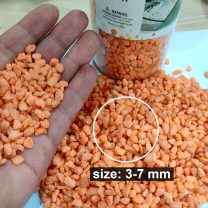 HappyFiller Fall Decoration 14 OZ Orange 2-5mm Gravels Decorative Succulent Soil Cover Small Stones Topper Dressing,Bonsai Fairy Garden,Harvest Autumn Decor Pebbles