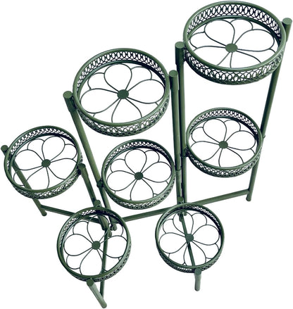 7 Tier Metal Corner Plant Stand Indoor Outdoor, Folding Tall Plant Rack, Heavy Duty Wrought Iron Flower Pot Stand, Planter Display Rack for Living Room Balcony Garden Patio - GreenFlower