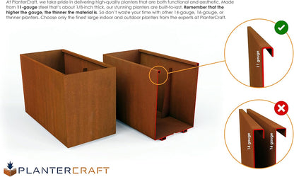 Large Rectangular Planters for Outdoor Plants 60x24x30 Inch | Extra Large Corten Steel Planters - Heavy Duty Metal Planter Box for Privacy Screen | Fully Welded & Assembled