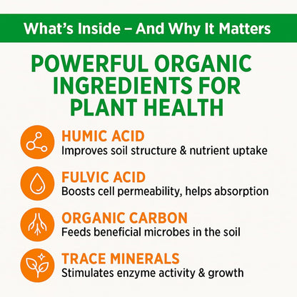 Humic Acid - Organic Liquid Humic Concentrate with Fulvic Acid - (5 Gallon Drum) - Multi-Purpose Soil Conditioner - Suitable for Gardens, Lawns, Houseplants & Trees