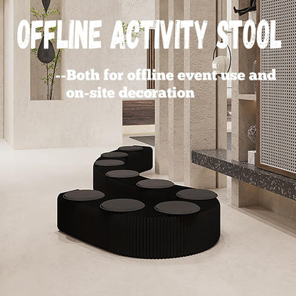 Foldable Kraft Paper Stool, Honeycomb Accordion Folding Bench, Collapsible Paper Stool for Small Spaces, Portable Footrest and Side Table for Living Room and Office,Black-30×30×600cm