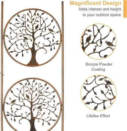 SUNNYPARK Set of 2 Tree in Life Metal Garden Trellis for Climbing Plants, Decorative Vegetables Flowers Vine Trellis for Outdoor Patio 55'' H x 12.4'' W