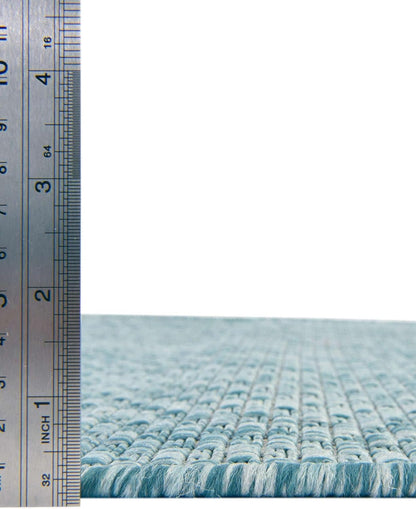 Unique Loom Collection Casual Transitional Solid Heathered Indoor/Outdoor Flatweave Area Rug (2' x 3' 1" Rectangle, Aquamarine/Ivory)