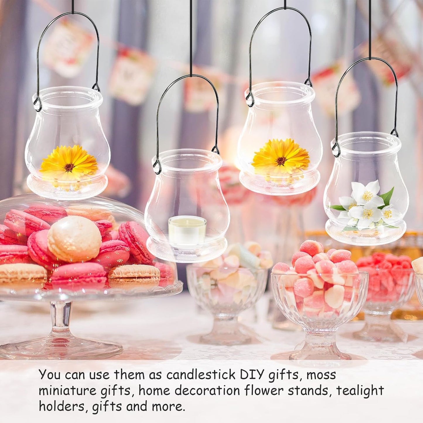 Cabilock Candle Holder Hanging Tealight Holder: 16pcs Glass Air Plant Succulent Vase Hanger Plant Terrariums Glass Orbs Air Plants for Party Wedding Centerpiece