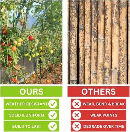 Fiberglass Eco Friendly Garden Stakes (Choose Height/Quantity) – Durable, Lightweight, Tomato, Tree, Strawberry, Plant, Support Fencing Stakes with Patterned Surface 5/16" Diameter (100, 5)