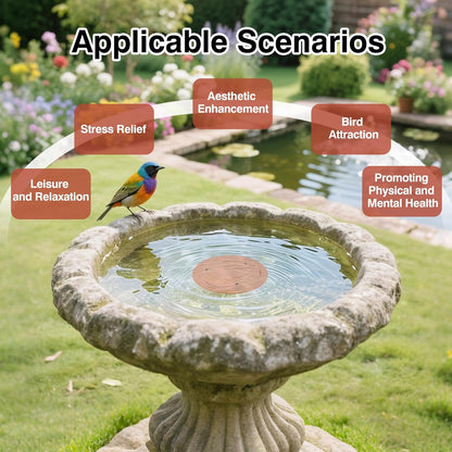 Bird Bath Copper Plate Disk 99.99% Pure Copper Cleaning Disk Stable Triple-Point Support Outdoor Bird Bowl, Pure Copper Bird Bath Purification Tray, Suitable for All Seasons