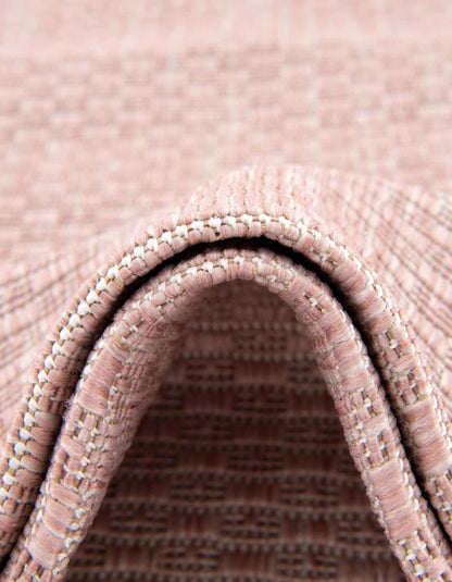Unique Loom Collection Casual Transitional Solid Heathered Indoor/Outdoor Flatweave Area Rug (4' 1" Round, Whisper Pink/Ivory)