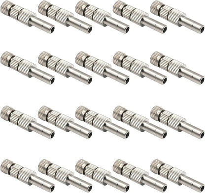 20pcs 6mm Brass Mister Nozzles with Filter, 0.016"/0.4mm Orifice Misting Nozzles for Outdoor Cooling System, Landscaping, Air Humidification, Greenhouse Irrigation
