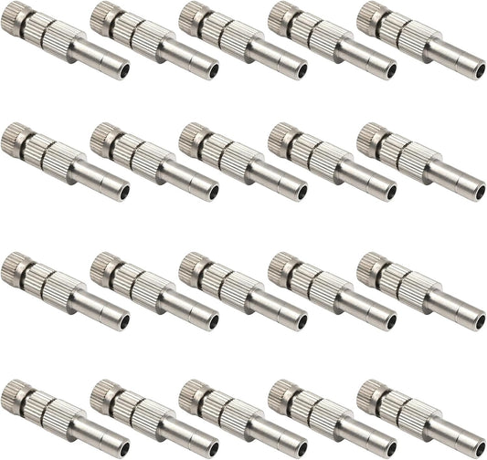20pcs 6mm Brass Mister Nozzles with Filter, 0.016"/0.4mm Orifice Misting Nozzles for Outdoor Cooling System, Landscaping, Air Humidification, Greenhouse Irrigation