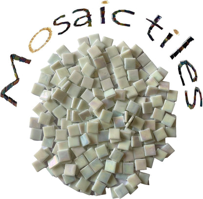 SMEIINIK 1.1lb Bulk Single Iridescent Color Mosaic Tiles for Crafts, Glass Mosaic Pieces for Mosaic Puzzles, Stained Glass Tiles for Mosaic DIY, Mosaic Making Supplies(WJ01-1)