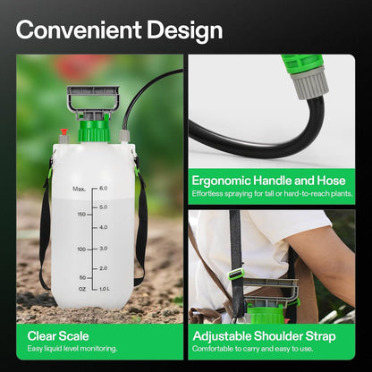 VIVOSUN Pump Sprayer 1.6 Gallon, Portable Water Spray Bottle for Lawn and Garden Yard, Weed Sprayer for Plants with 3 Nozzles, Adjustable Shoulder Strap, Pressure Relief Valve