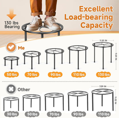 5 Pack Metal Plant Stand, Anti-Rust Iron Plant Stands for Indoor and Outdoor, Heavy Duty Flower Pot Stands for Multiple Plant, Black Potted Plant Holder for Garden Home (5 Pack Black)