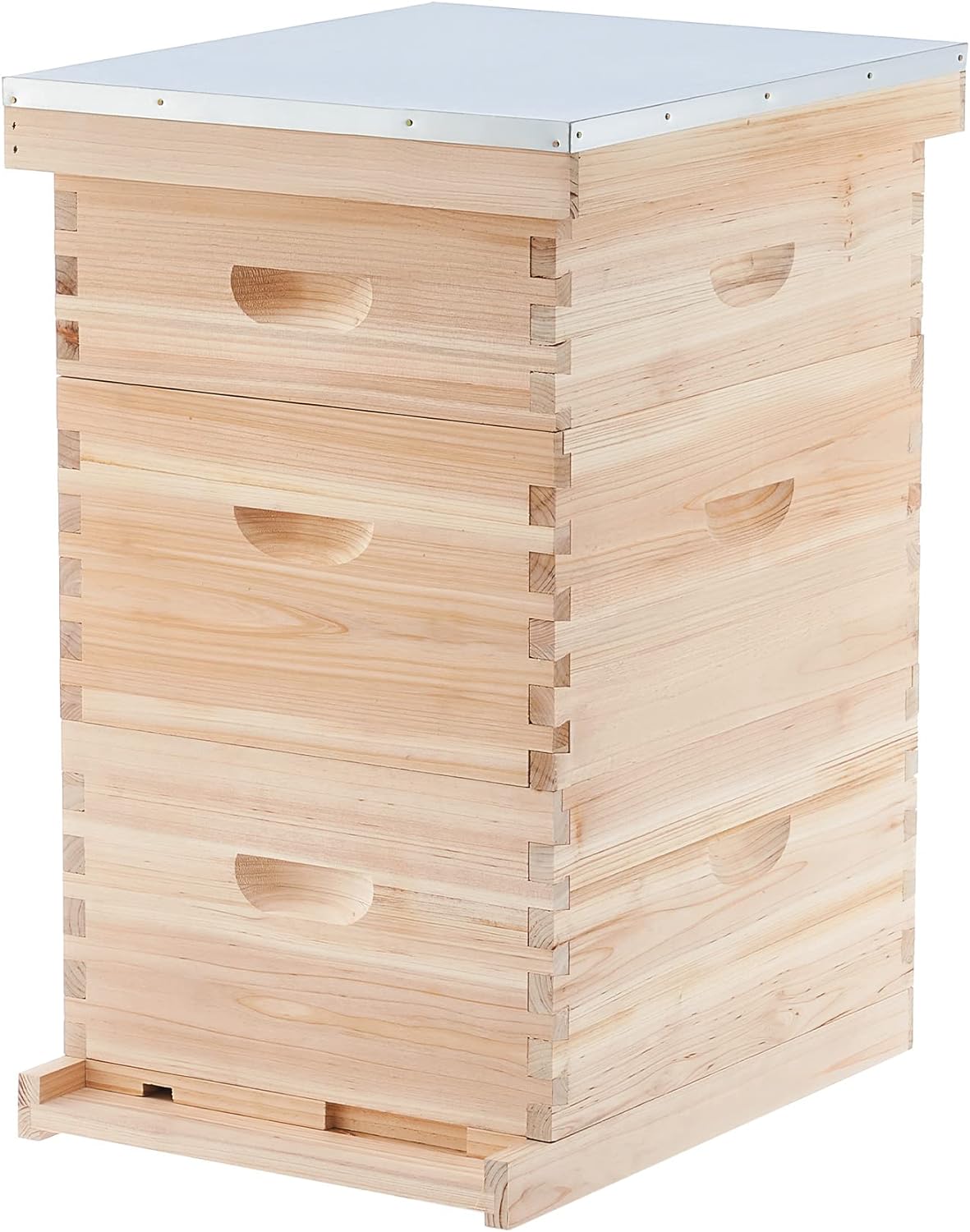 CREWORKS Bee Hive Boxes Starter Kit, 3 Layer Bee House with 10 Medium and 20 Deep Frames & Foundations, Langstroth Beehive for Bee Keeping, Beekeeping Supplies with Plastic Queen Excluder and Nails