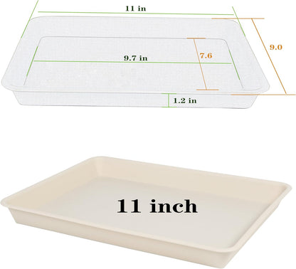 Plant Saucer Growing Tray, Seed Starter Tray Rectangular, Heavy Sturdy Plastic Plant Saucers Drainage Trays, Plant Drip Trays for Pots, Seed Starter Growing Tray (11 x 9 inch, 1 Pack)