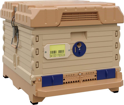 Ergo Insulated 10 Frame Bee Hive Set [NO Frames Included] (Single Hive, Tan Body Blue Entrance)