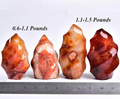Red Agate Flame Shaped Stone Towers Obelisk Natural Healing Crystal Quartz Reiki Energy Decoration Home Office 0.6-1.0LBS
