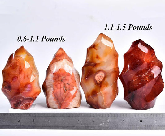 Red Agate Flame Shaped Stone Towers Obelisk Natural Healing Crystal Quartz Reiki Energy Decoration Home Office 1.5-2.2LBS