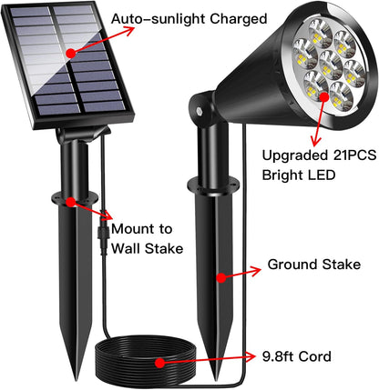 MEIHONG Solar Spot Lights Outdoor, Warm White LED Landscape Lamp Dusk to Dawn, 2-in-1 Solar Spotlight for Trees Lights for Garden Porch Walkway Patio (4 Pack)