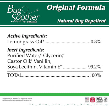 Bug Soother Spray (4 bottle, 2 oz) - Natural Mosquito, Gnat and Insect Deterrent & Repellent with Essential Oils - 100% DEET-Free Safe for Adults & Environment - Made in USA - Includes 1 bottle 1 oz