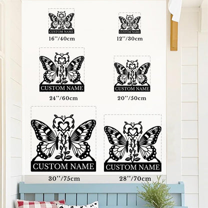 Custom Butterfly Metal Sign,Personalized Butterfly House Number Signs,Personalized Gardener Name Sign,Garden Patio Wall Decor (Style-6)