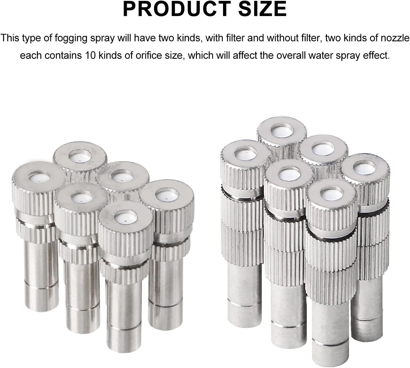 20pcs Brass Mister Nozzles, 6mm Misting Nozzles for Outdoor Cooling System, Landscaping, Air Humidification, Greenhouse Irrigation (with Filter, 0.031"/0.8mm Orifice)