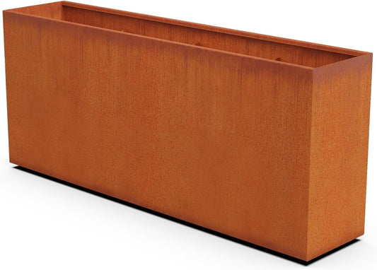 Large Rectangular Planters for Outdoor Plants | 84x18x36 Extra Large Corten Steel Planter | Modern Metal Planter Box for Patio & Garden Privacy | Heavy Duty & Fully Assembled