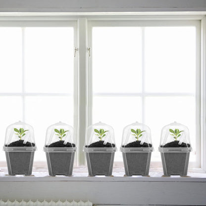 EBaokuup 10PCS Clear Plant Nursery Pots with Humidity Dome - 3" Plastic Gardening Pot with Labels, Durable Plastic Plant Container for Seedlings/Vegetables/Succulents/Cuttings