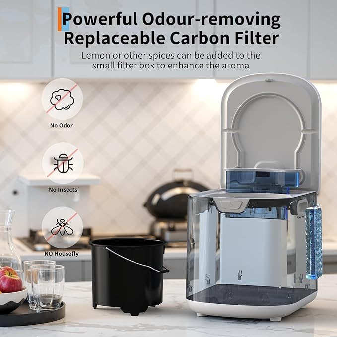 3.5L Fully Automatic Kitchen Compost Bin,Indoor Electric Food Waste Recycler with One-Click Cleaning & LED Display,Fast Fermentation to Organic Fertilizer,Eco-Friendly Countertop Composter