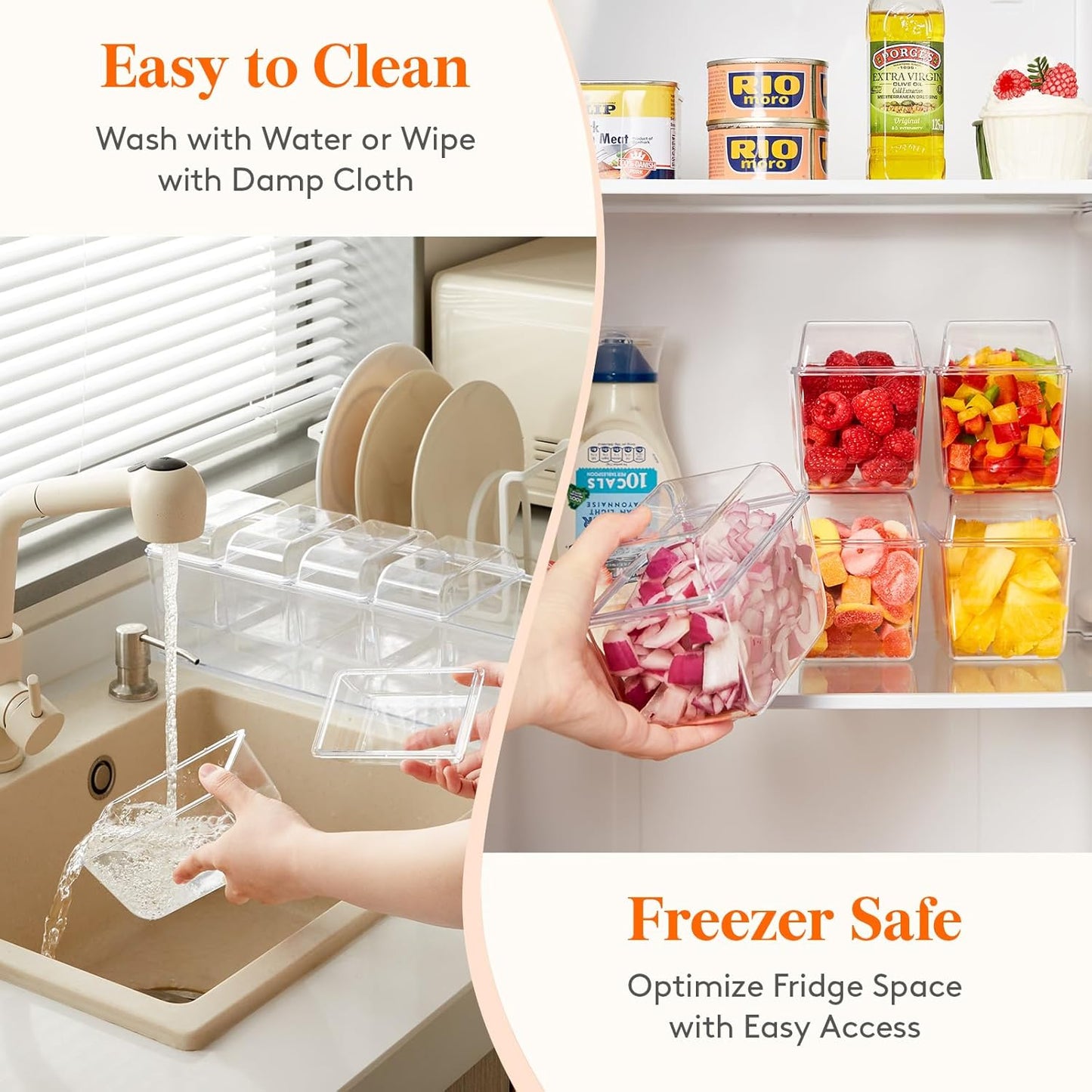 Lifewit 3 Pack Ice Chilled Condiment Caddy with 5 Containers(2.5 cup), Condiment Server with Separate Lids, Serving Tray Platter for Bar Accessories, Fruit, Salad, Taco, Party Garnish