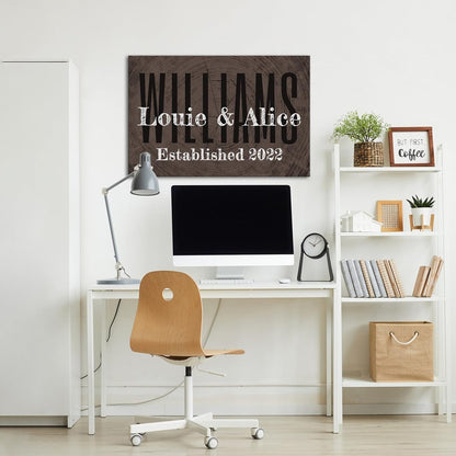iLOOKLiKE Personalized Last Name Signs with Couple's Names Wall Art Custom Family Established Date Canvas Prints Framed Unique Wedding Anniversary Housewarming Gifts for Home Decor 16×24inch