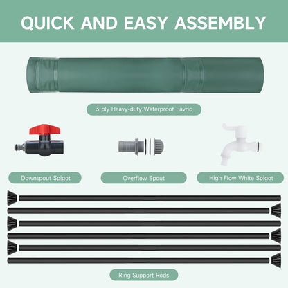 Collapsible Rain Barrel Water Storage Containers-100 Gallon Portable Rainwater Collect System Water Tank to Collect Rainwater from Gutter Downspout Water Catcher with Spigots,Filter＆Overflow Kits