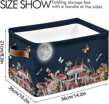 Mushroom Rectangular Storage Basket Bird Butterfly Rabbit Moon Organizer Bin Shelf Baskets For Home Office Dorm