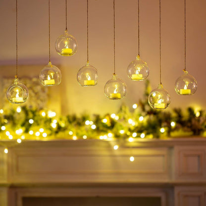 Sziqiqi 3.15" Glass Globes Glass Bulbs Hanging Tea Light Holder Terrarium Container Wedding Centerpiece Backyard Decoration Christmas Ornaments 20pcs+4 Extra