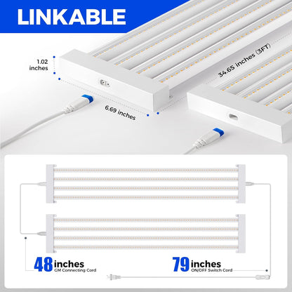 Barrina TX-L63 3FT LED Grow Light, 126W (2 x 63W), 4 Panels Wider Coverage, Full Spectrum, High PPFD, Super Bright, Linkable, Hanging Fixture, Plant Stand with Grow Light for Indoor Seeding, 2 Packs