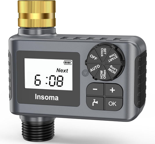 Water Timer for Outdoor Garden Hose, Hose Timer with Rain Delay/Manual Mode, Automatic Drip Irrigation Controller System for Lawn Yard Garden Watering